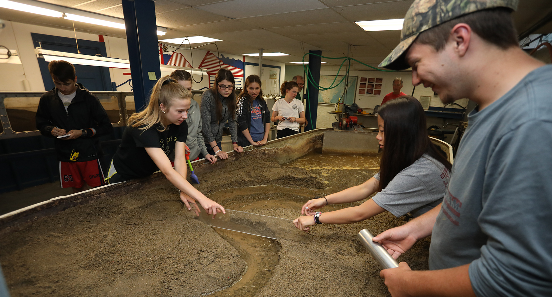 geology students conducting experiments