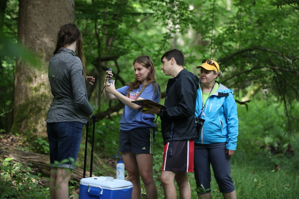 Wendy Kedzierski Allegheny College hosts Creek Camp, with students conducting experiments in Woodcock Creek near Price Road in Crawford County, Pa., June 24, 2019. Photo by Ed Mailliard.
