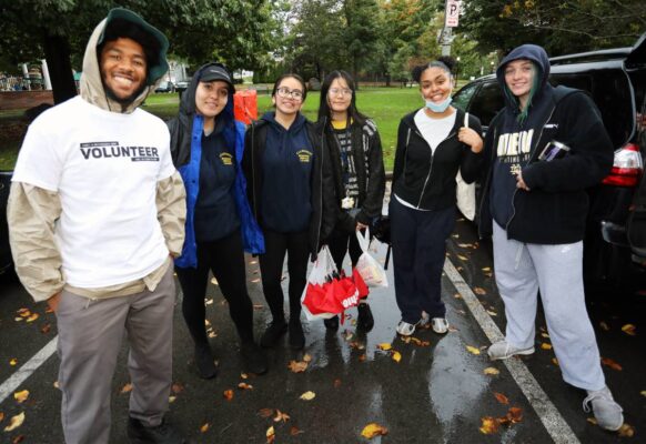 Students pose for a picture during Make a Difference Day