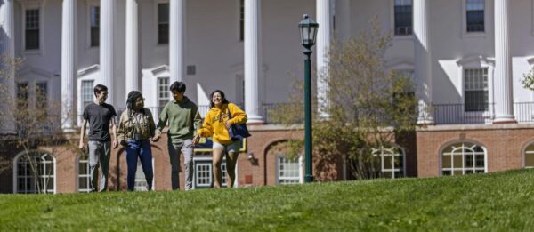 a person running on a lawn