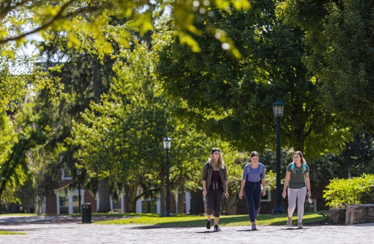 students walking in quad