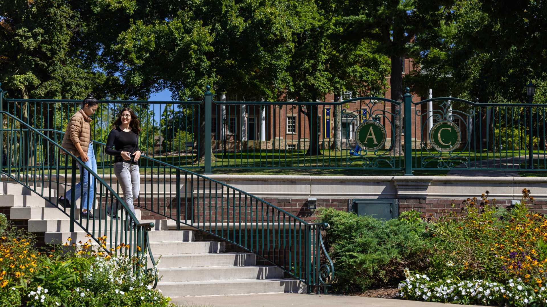 Allegheny students walk through the campus in summer.