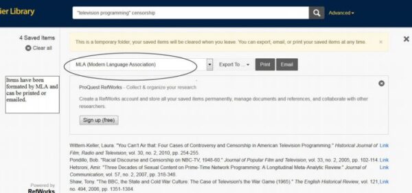 AggreGator Guide example of selecting citation style