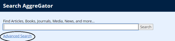 AggreGator Guide example of advanced search