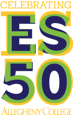 a colorful text with green and blue letters "ES50"