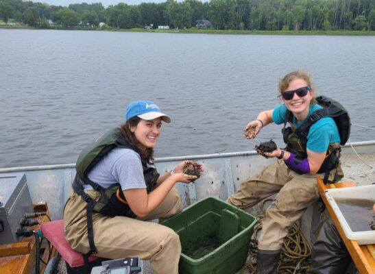 two women on a boat