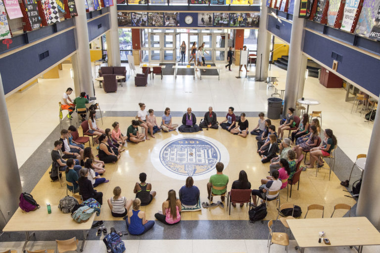 Students gathered in a common area.