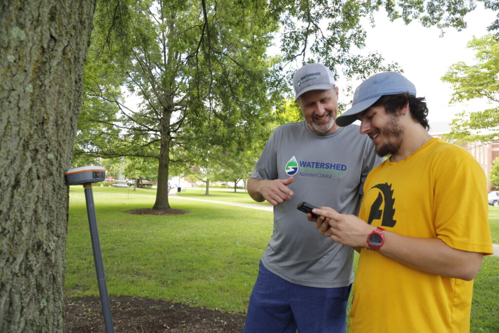 Chris Shaffer and Patrick Sharp assessing trees at Diamond Park in Meadville, PA