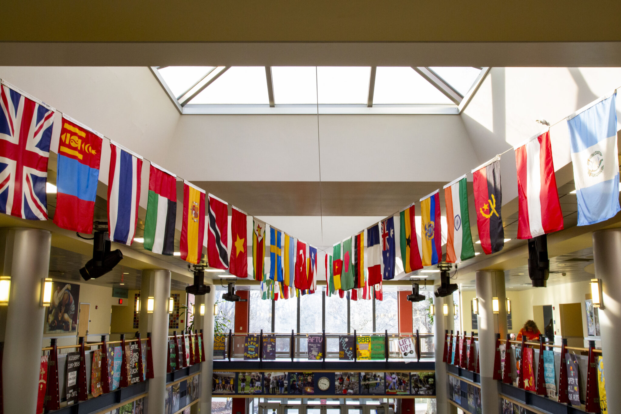 International Flags hanging in Campus Center