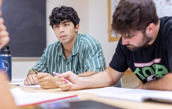 Two students studying together