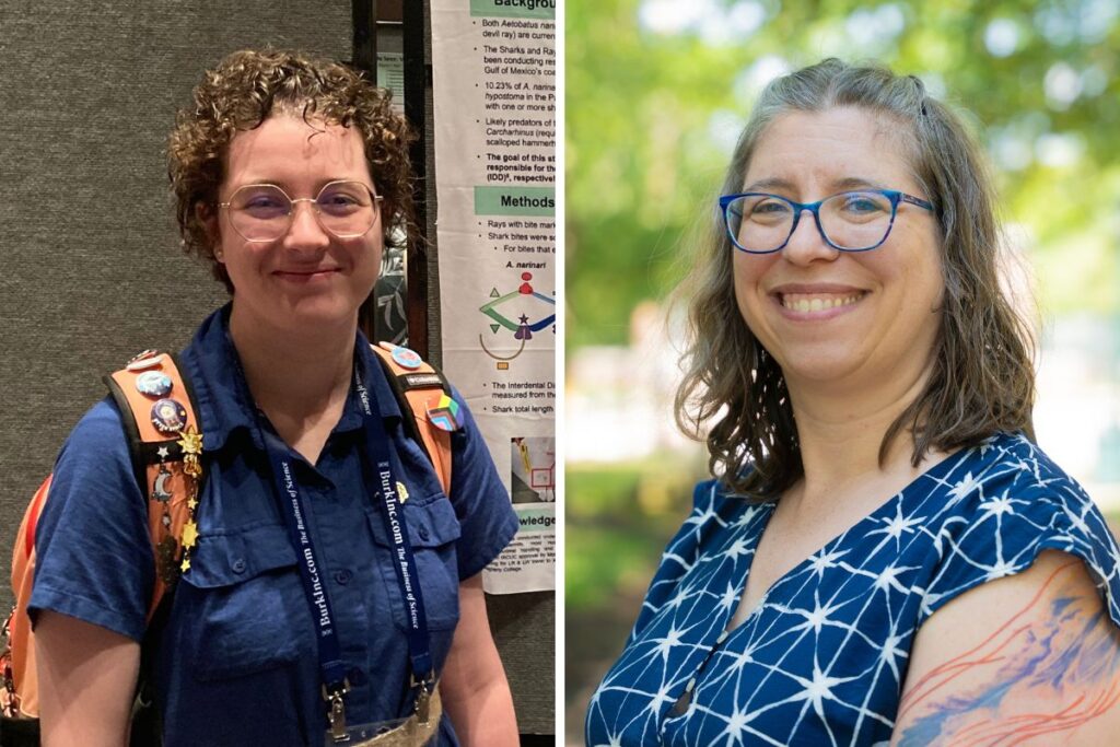 Student and professor smiling