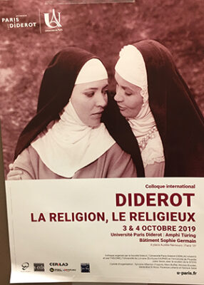 two women wearing nuns habits on a vintage poster