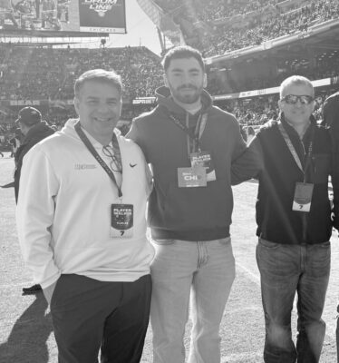 Rob Manuel '90, Pete's former student/mentee Sam Solod, and Pete Smith '04
