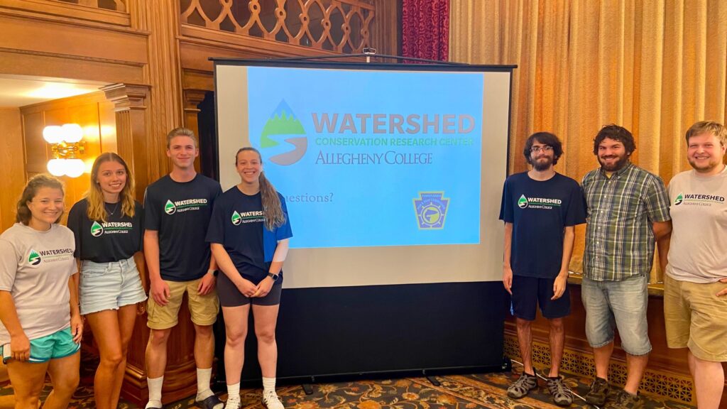 Summer research students presenting their research at ACRoSS, a program sponsored by Allegheny’s Undergraduate Research, Scholarship, and Creative Activities (URSCA) program
